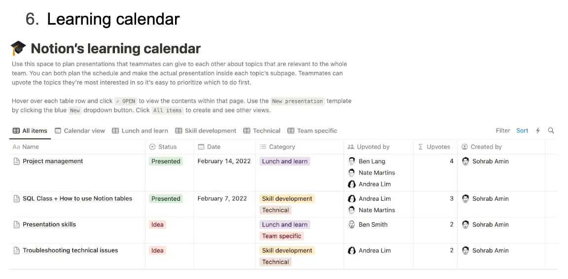 Work calendar templates 6 Learning calendar