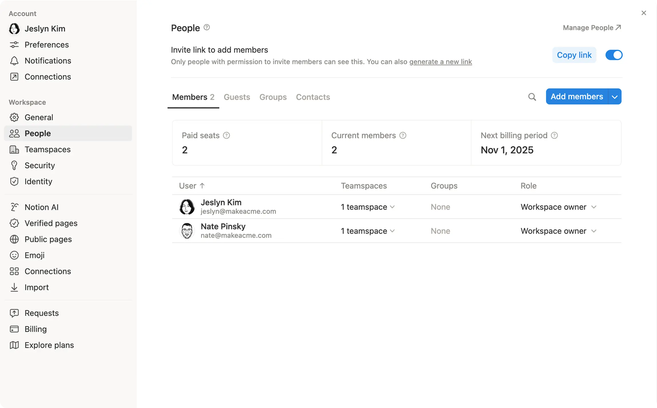 hc: manage paid seats and members
