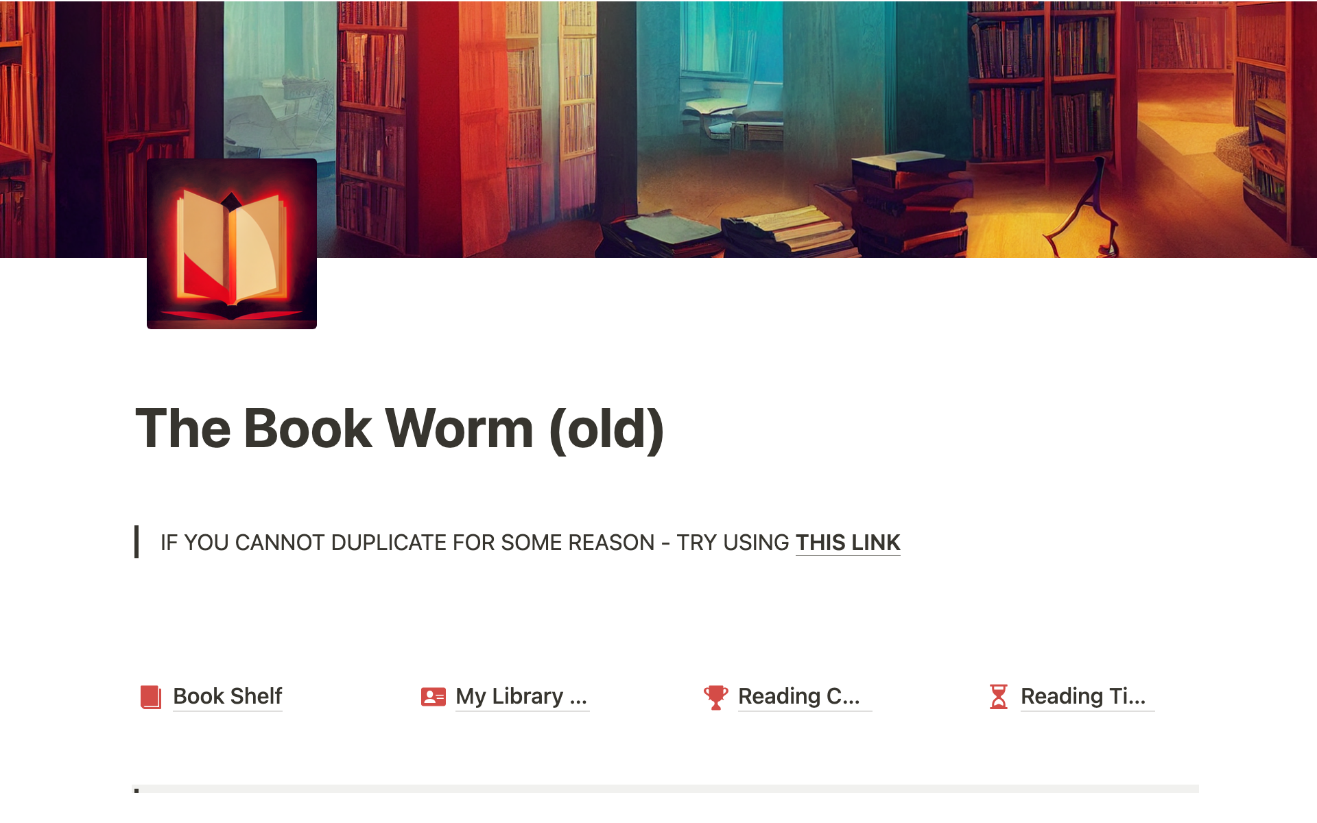 A template preview for The Book Worm - Notion Book Tracker Template